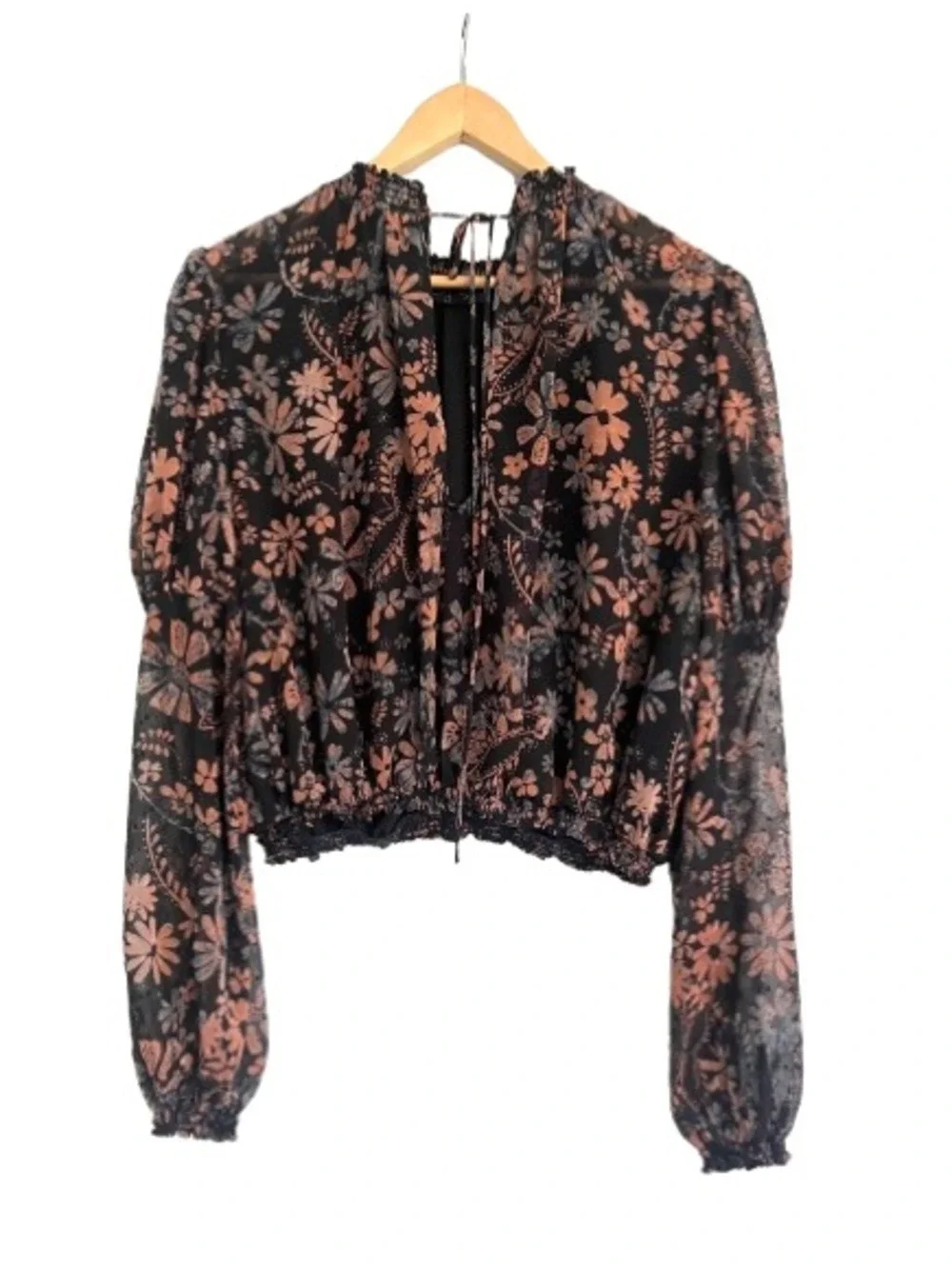 Free People Clarissa Printed Top in Midnight Combo  Size Small